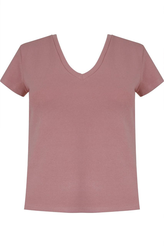 Blusa Malha Ribana Decote V