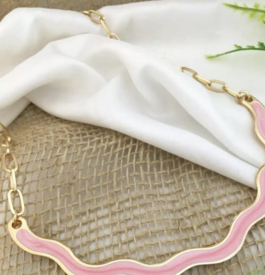 Colar Esmaltado Rosa
