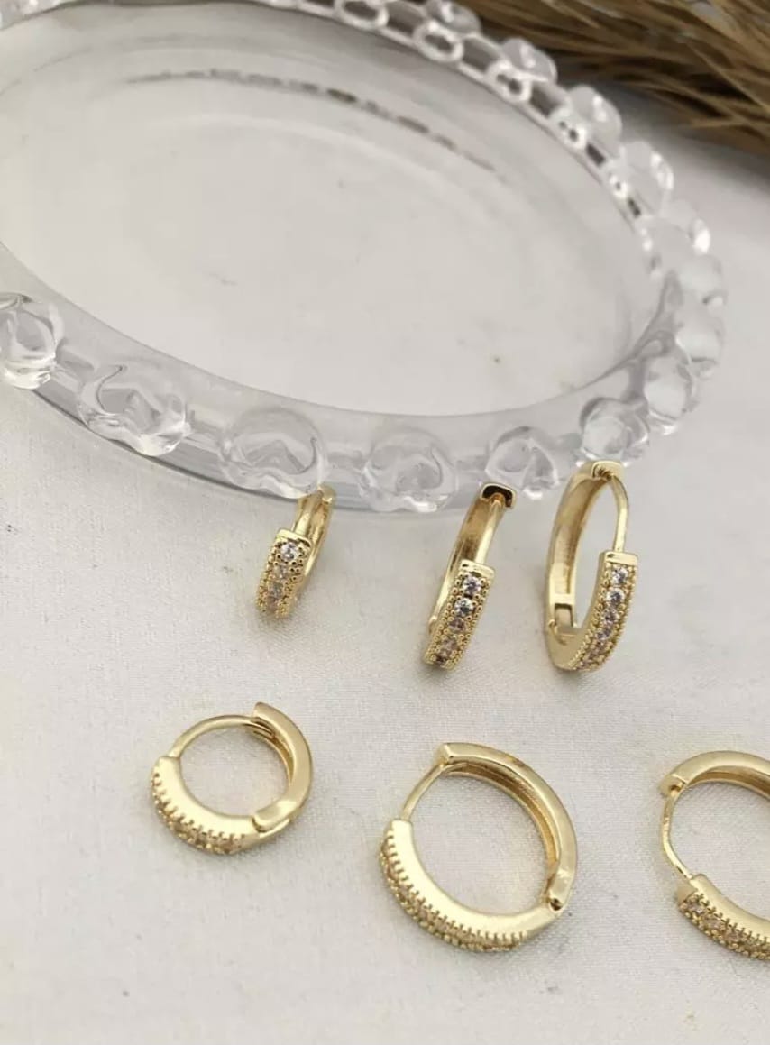 Trio Brinco Argolas com Zirconia