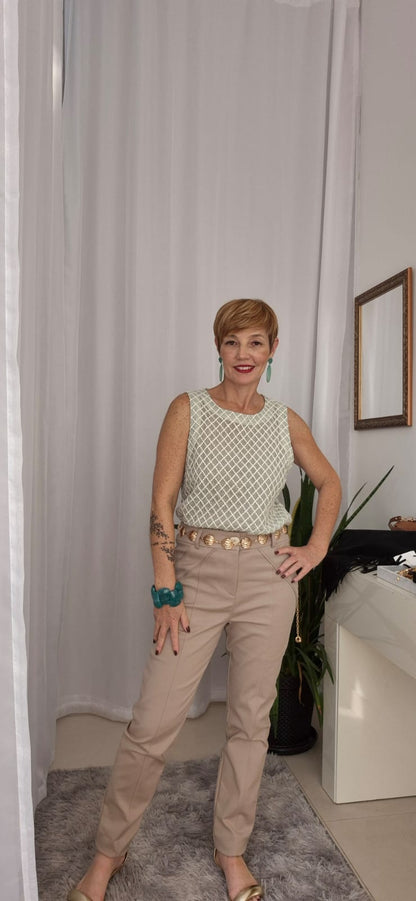 BLUSA CHIFFON BORDADO GOTA NAS COSTAS VERDE