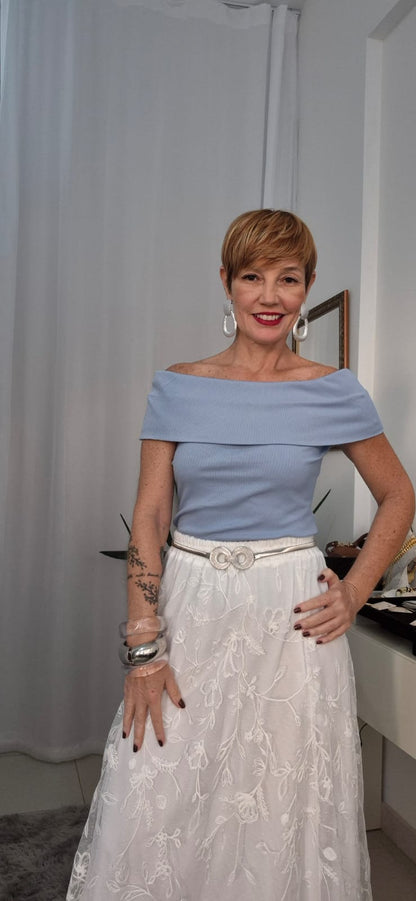 BLUSA MALHA RIB OMBRO A OMBRO