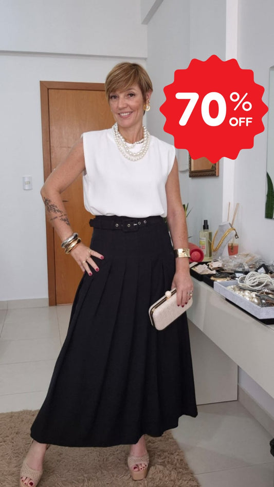 SAIA PLISSADA COM CINTO